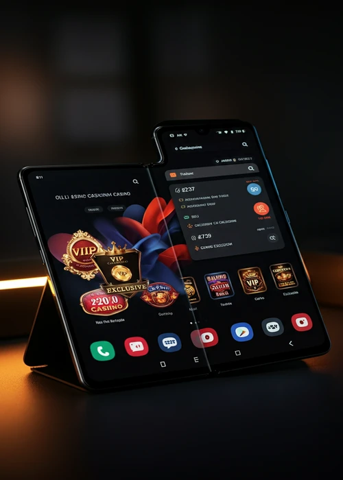 Het moderne en gebruiksvriendelijke interface van Vipzino Casino met goud-zwarte thema, toont populaire gokkasten en live dealer spellen